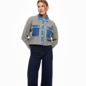 Sandro size 1 John denim knit cardigan